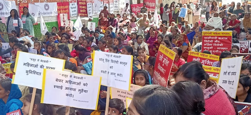 women protest front