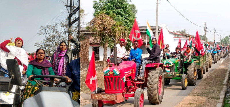 बिहार में माले ने निकाला ट्रैक्टर मार्च, छत्तीसगढ़, झारखंड में भी कई स्थानों पर हुई किसानों की परेड
